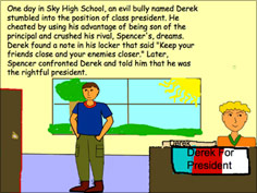 sample of a Wixie page in the a students modernized myth
