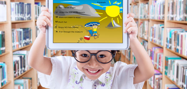 Image of student showing off an eBook they created