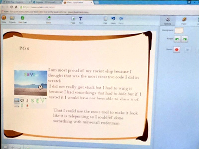 sample student reflection in Wixie
