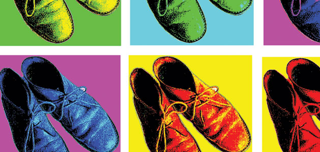 image close up of a pop art montage with shoes