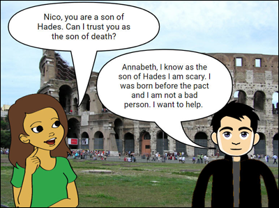 sample conversation between Annabeth and Nico in Percy Jackson series