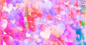 pastel background with paintstrokes and hearts