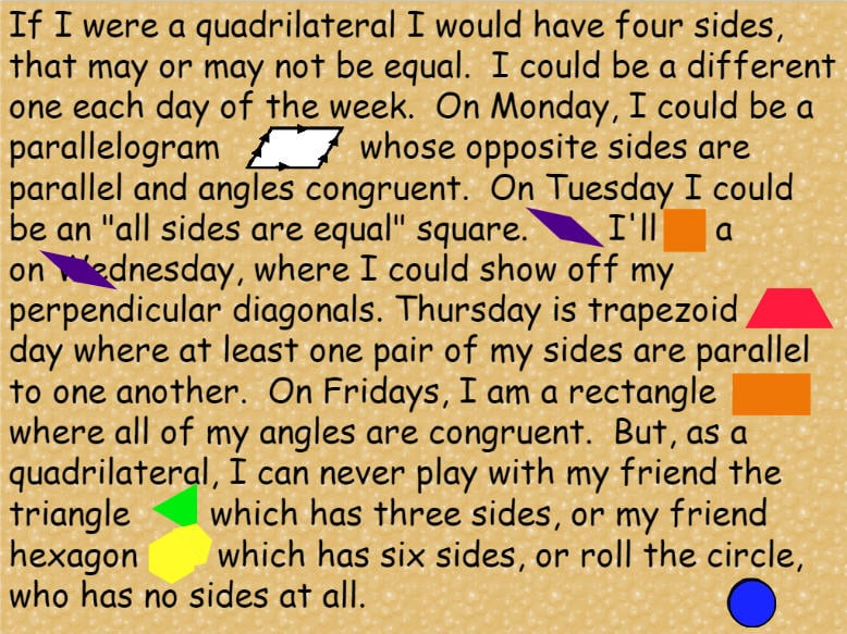 student if/but comparative paragraph on quadrilaterals