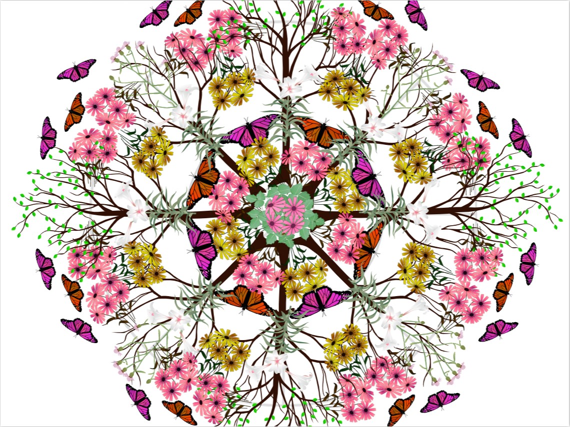 image of mandala made from spring-themed clip art